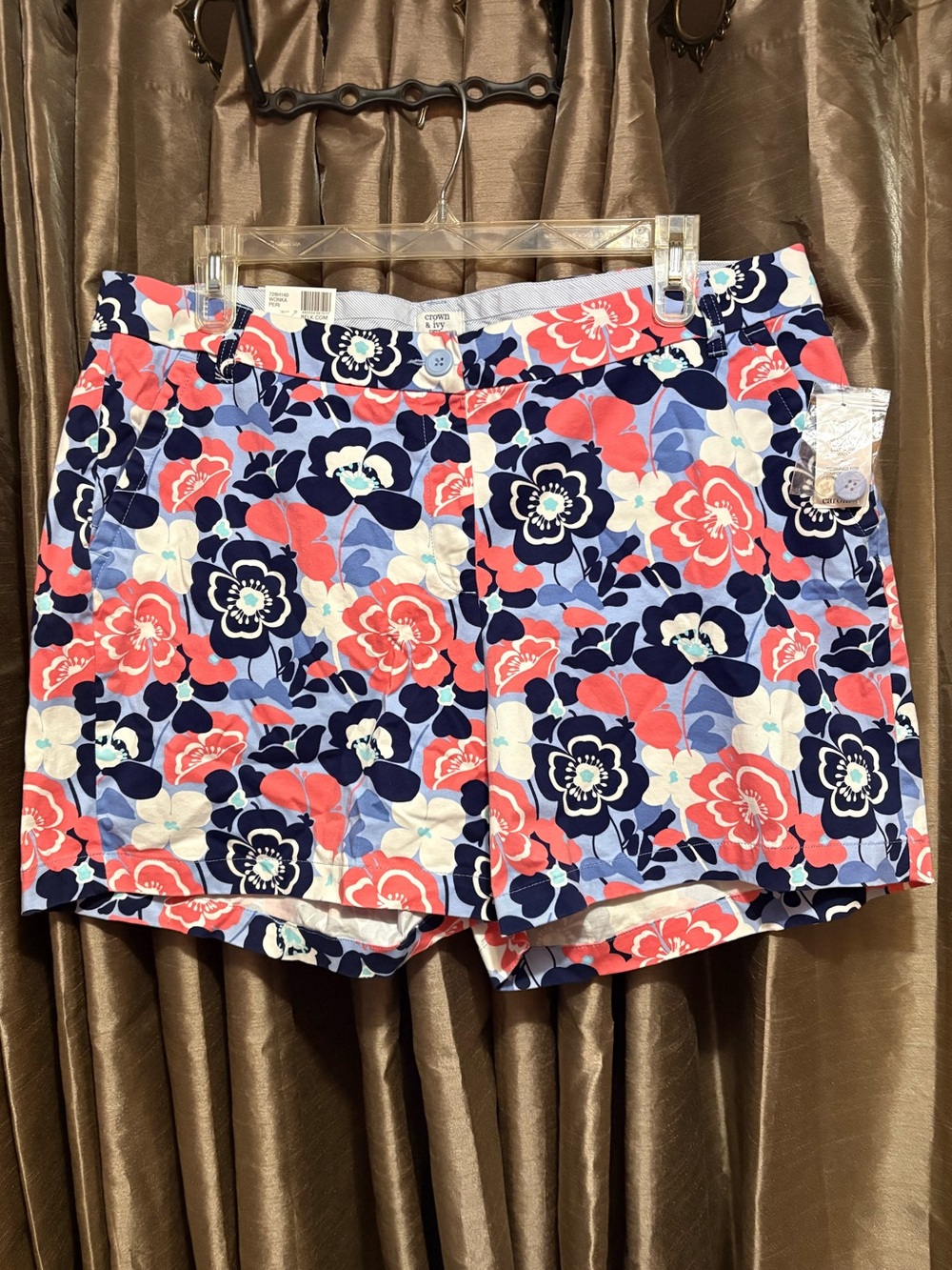 NWT crown & ivy Floral Bermuda Shorts inโ Navy, Coral & Light Blue #1984